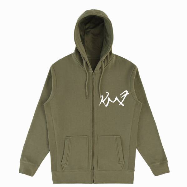 Military Olive Zip-Up Hoodie