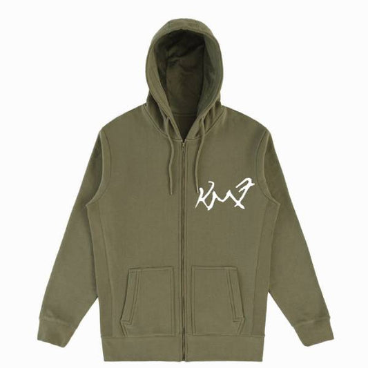 Military Olive Zip-Up Hoodie